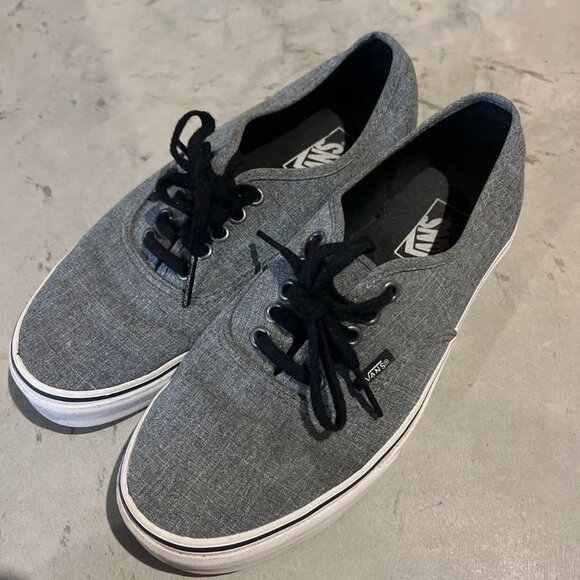 Vans Gray Fabric Chambray‎ Low Lace Up Skate Sneaker Unisex - Picture 1 of 6